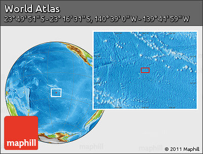 Physical Location Map of the Area around 23° 33' 11" S, 140° 10' 30" W