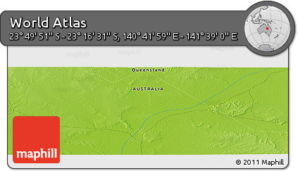 Physical Panoramic Map of the Area around 23° 33' 11" S, 141° 10' 30" E
