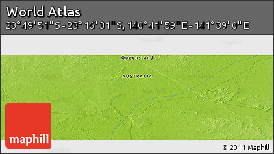 Physical Panoramic Map of the Area around 23° 33' 11" S, 141° 10' 30" E