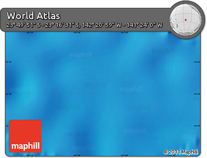 Physical Map of the Area around 23° 33' 11" S, 141° 52' 30" W