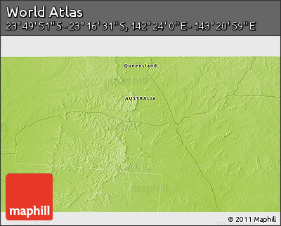 Physical 3D Map of the Area around 23° 33' 11" S, 142° 52' 30" E