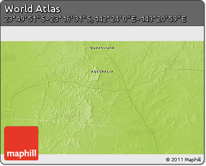 Physical 3D Map of the Area around 23° 33' 11" S, 142° 52' 30" E