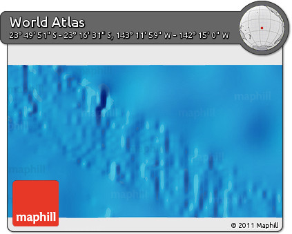 Physical 3D Map of the Area around 23° 33' 11" S, 142° 43' 29" W