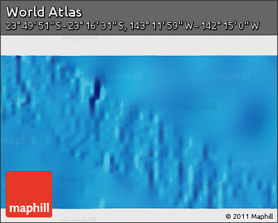 Physical 3D Map of the Area around 23° 33' 11" S, 142° 43' 29" W