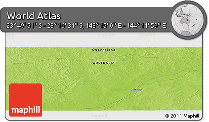 Physical Panoramic Map of the Area around 23° 33' 11" S, 143° 43' 29" E
