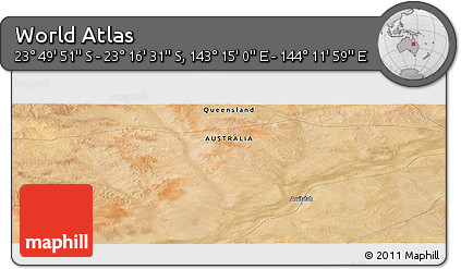 Satellite Panoramic Map of the Area around 23° 33' 11" S, 143° 43' 29" E