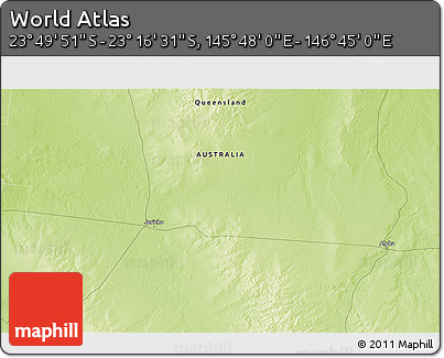 Physical 3D Map of the Area around 23° 33' 11" S, 146° 16' 30" E