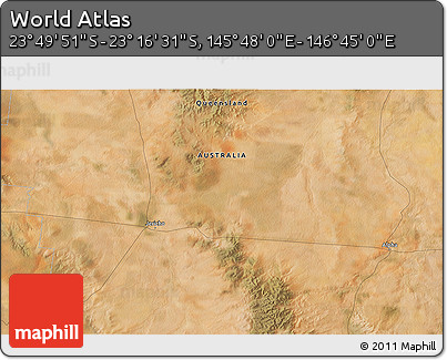 Satellite 3D Map of the Area around 23° 33' 11" S, 146° 16' 30" E
