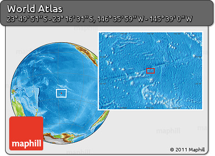 Physical Location Map of the Area around 23° 33' 11" S, 146° 7' 30" W