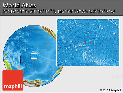 Physical Location Map of the Area around 23° 33' 11" S, 146° 7' 30" W