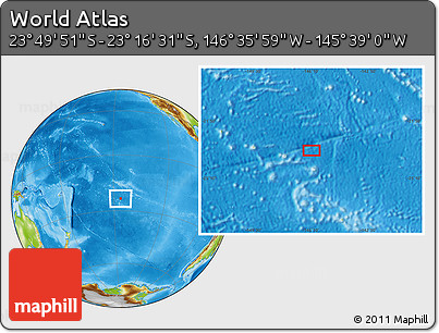 Physical Location Map of the Area around 23° 33' 11" S, 146° 7' 30" W