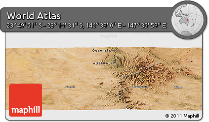 Satellite Panoramic Map of the Area around 23° 33' 11" S, 147° 7' 30" E
