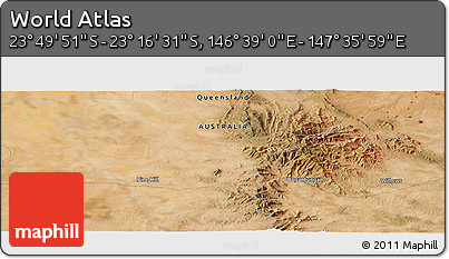 Satellite Panoramic Map of the Area around 23° 33' 11" S, 147° 7' 30" E