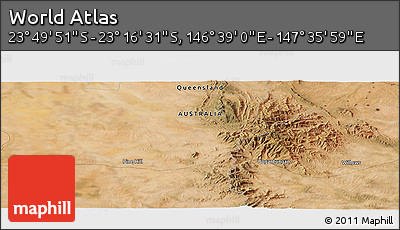 Satellite Panoramic Map of the Area around 23° 33' 11" S, 147° 7' 30" E