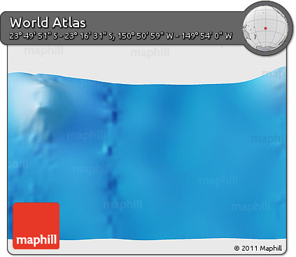 Physical 3D Map of the Area around 23° 33' 11" S, 150° 22' 30" W