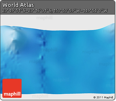 Physical 3D Map of the Area around 23° 33' 11" S, 150° 22' 30" W