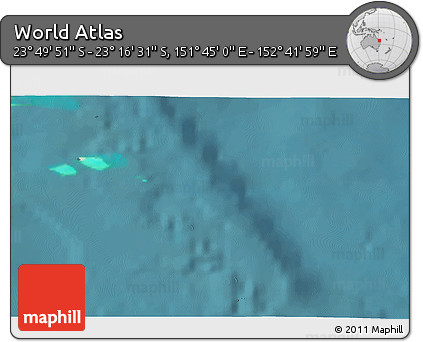 Satellite 3D Map of the Area around 23° 33' 11" S, 152° 13' 29" E