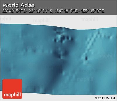 Satellite 3D Map of the Area around 23° 33' 11" S, 154° 46' 30" E