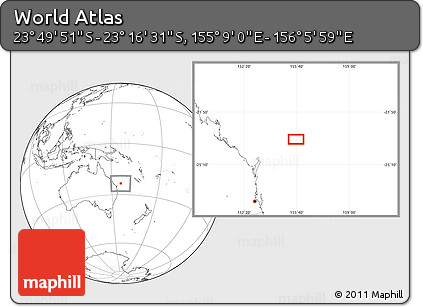 Blank Location Map of the Area around 23° 33' 11" S, 155° 37' 30" E