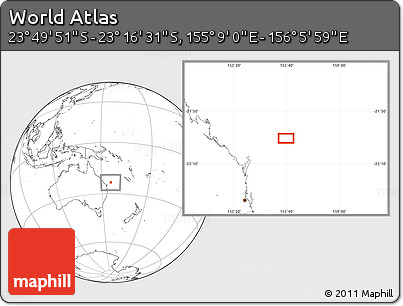 Blank Location Map of the Area around 23° 33' 11" S, 155° 37' 30" E