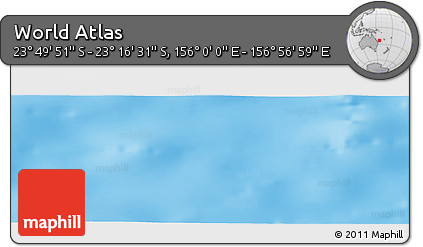Physical Panoramic Map of the Area around 23° 33' 11" S, 156° 28' 29" E