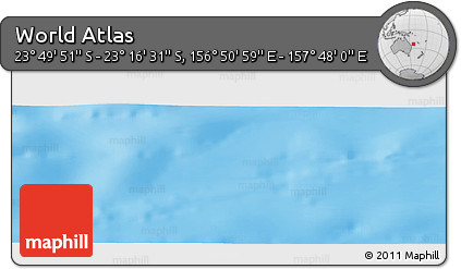 Physical Panoramic Map of the Area around 23° 33' 11" S, 157° 19' 29" E