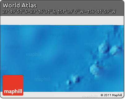 Physical 3D Map of the Area around 23° 33' 11" S, 157° 10' 30" W