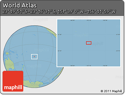 Savanna Style Location Map of the Area around 23° 33' 11" S, 157° 10' 30" W