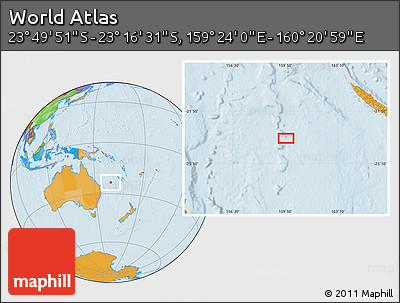 Political Location Map of the Area around 23° 33' 11" S, 159° 52' 30" E