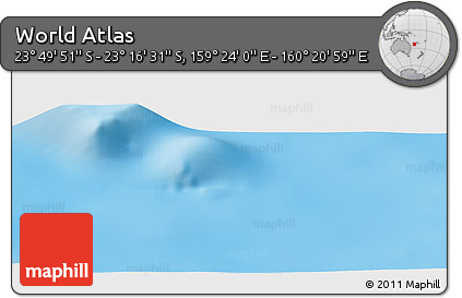 Physical Panoramic Map of the Area around 23° 33' 11" S, 159° 52' 30" E