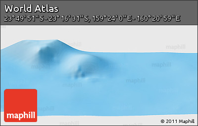 Physical Panoramic Map of the Area around 23° 33' 11" S, 159° 52' 30" E