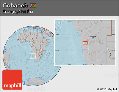 Gray Location Map of Gobabeb, hill shading