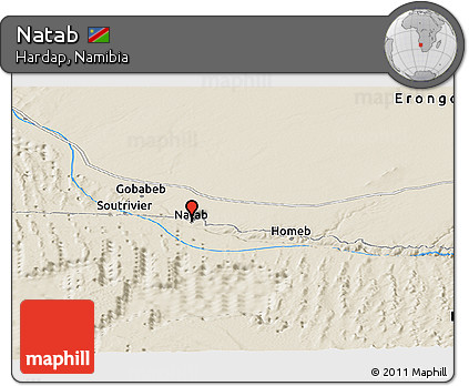 Shaded Relief Panoramic Map of Natab