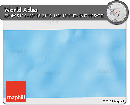 Physical 3D Map of the Area around 23° 33' 11" S, 160° 43' 29" E