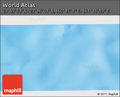 Physical 3D Map of the Area around 23° 33' 11" S, 160° 43' 29" E