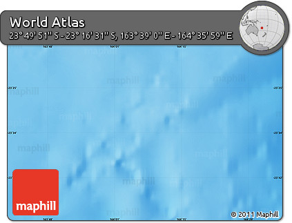 Physical Map of the Area around 23° 33' 11" S, 164° 7' 30" E