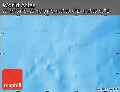 Physical Map of the Area around 23° 33' 11" S, 164° 7' 30" E