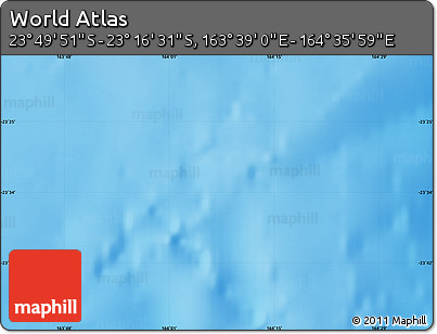 Physical Map of the Area around 23° 33' 11" S, 164° 7' 30" E