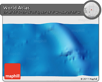 Physical 3D Map of the Area around 23° 33' 11" S, 164° 49' 29" W