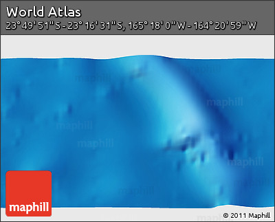 Physical 3D Map of the Area around 23° 33' 11" S, 164° 49' 29" W