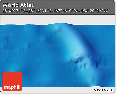Physical 3D Map of the Area around 23° 33' 11" S, 164° 49' 29" W