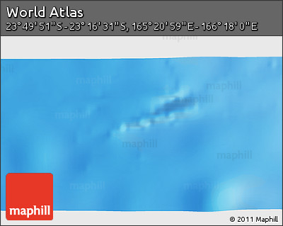Physical 3D Map of the Area around 23° 33' 11" S, 165° 49' 29" E