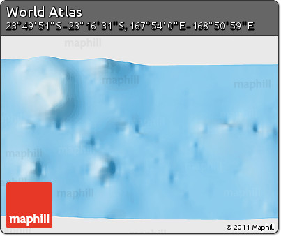 Physical 3D Map of the Area around 23° 33' 11" S, 168° 22' 30" E