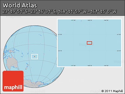 Gray Location Map of the Area around 23° 33' 11" S, 168° 13' 29" W