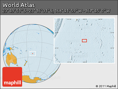Political Location Map of the Area around 23° 33' 11" S, 168° 13' 29" W