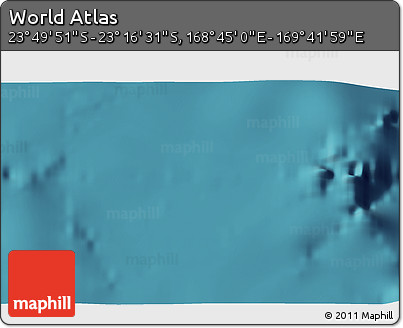 Satellite 3D Map of the Area around 23° 33' 11" S, 169° 13' 29" E