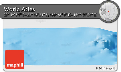 Physical Panoramic Map of the Area around 23° 33' 11" S, 169° 13' 29" E