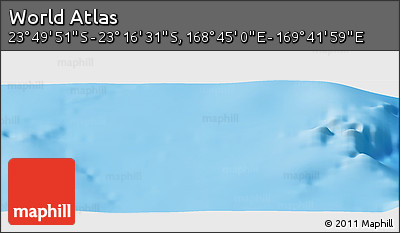 Physical Panoramic Map of the Area around 23° 33' 11" S, 169° 13' 29" E