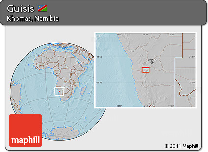 Gray Location Map of Guisis, hill shading