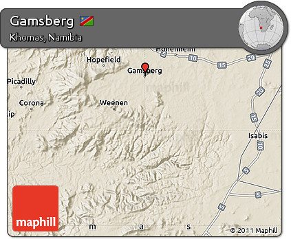 Shaded Relief Map of Gamsberg